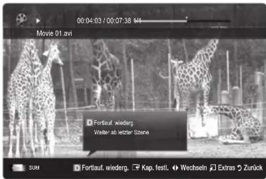 SAMSUNG UE46C9005ZW - Wiedergabe eines Films oder einer Aufzeichnung fortsetzen (Wiedergabe fortsetzen) - 1