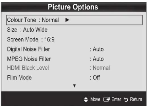 SAMSUNG UE46C9005ZW - Picture Options - 1