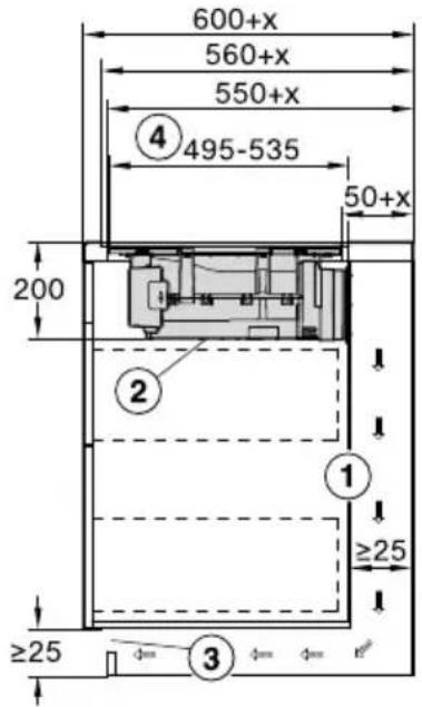 600+x 560+x 550+x ④ 495-535 50+x 200 ② ① ≥25 ≥25 ③