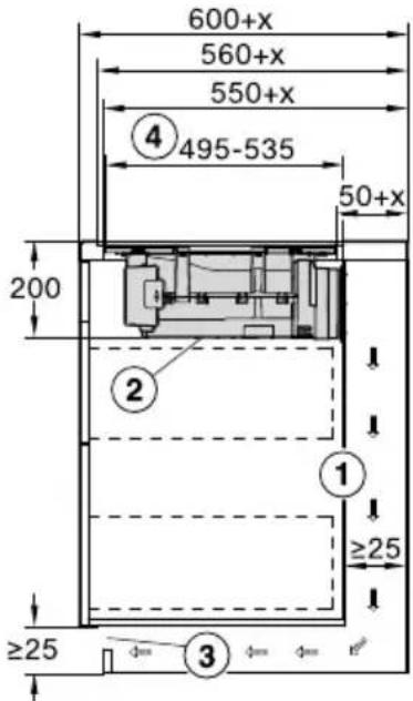 600+x 560+x 550+x ④ 495-535 50+x 200 ② ① ≥25 ≥25 ③