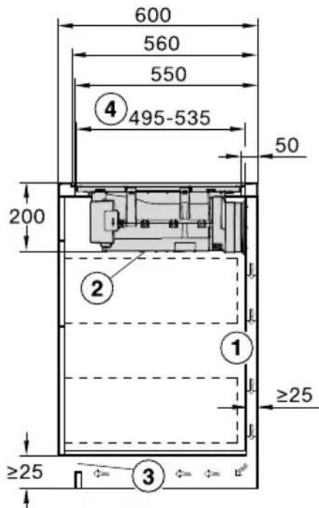 600 560 550 ④495-535 200 50 ② ① ≥25 ≥25 ③
