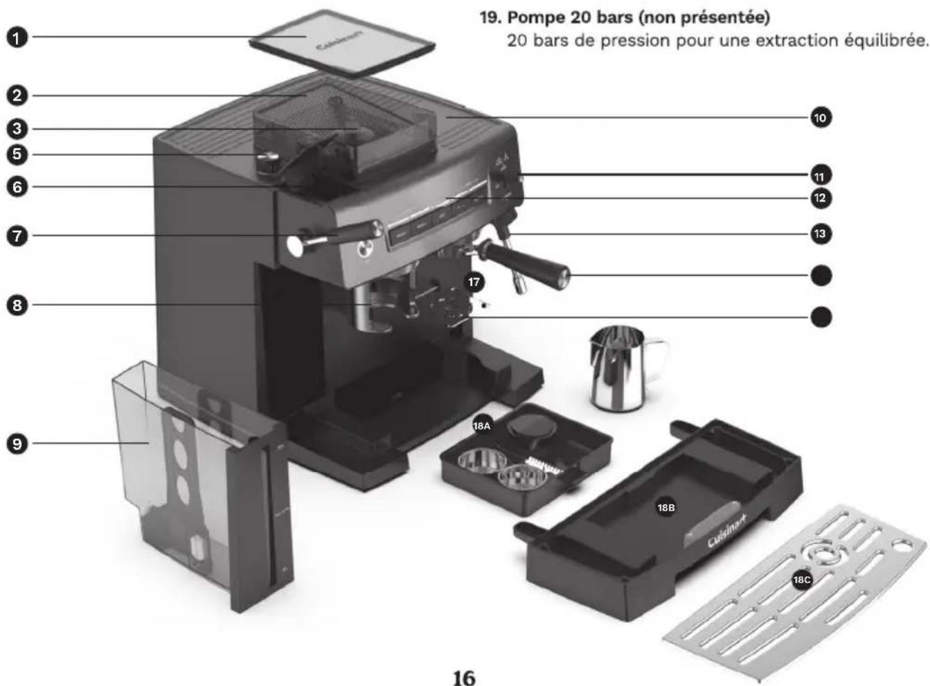 CUISINART Espresso Bar EM640E - Interrupteur de commande de vapeur ou d'eau chaude. - 1