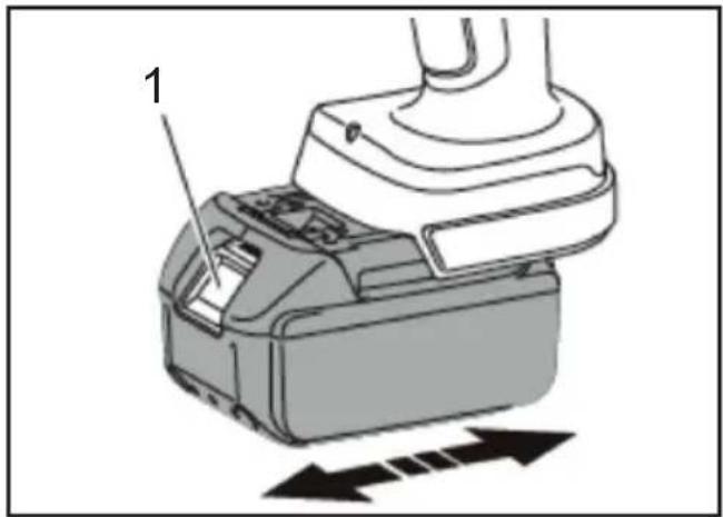 MAKITA DTC301 - Anbringen des Akkus - 1