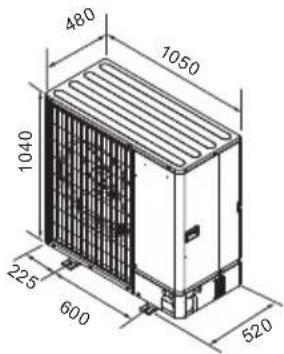 MITSUBISHI Ecodan PUZ-SWM100VAA - Dimensiones exteriores (Unidad exterior) (Fig. 2-3) - 1