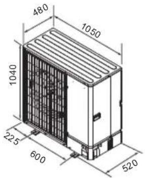 MITSUBISHI Ecodan PUZ-SWM100VAA - Utvendige dimensjoner (utendørsenhet) (Fig. 2-3) - 1