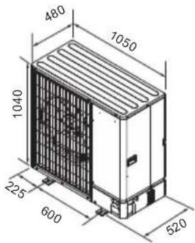 MITSUBISHI Ecodan PUZ-SWM100VAA - Dimensões globais (Unidade exterior) (Fig. 2-3) - 1