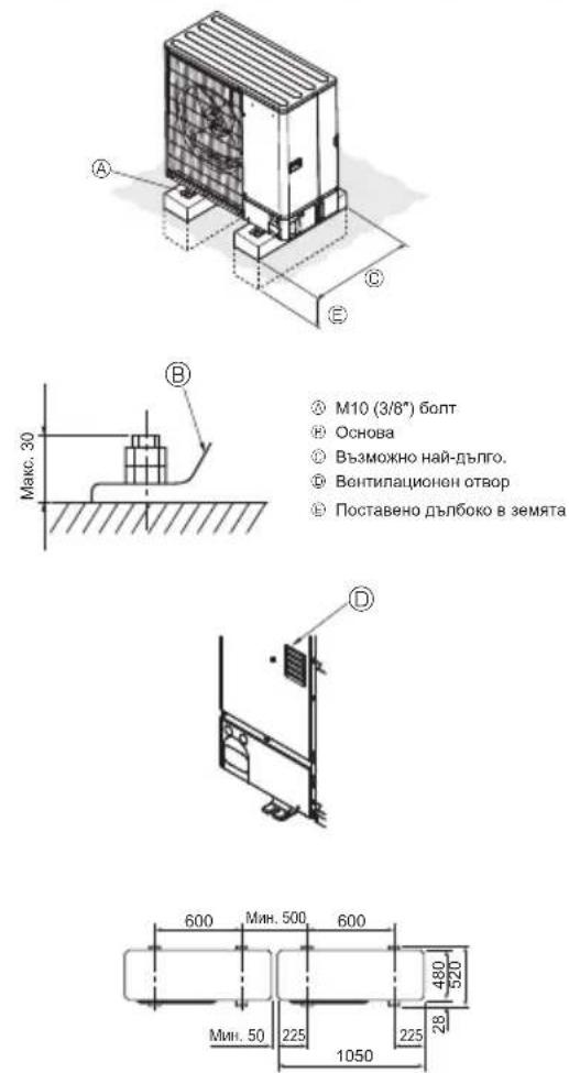 MITSUBISHI Ecodan PUZ-SWM100VAA - Монтиране на външното тяло - 1