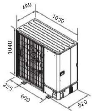 MITSUBISHI Ecodan PUZ-SWM100VAA - Zunanje dimenzije (zunanja enota) (Fig. 2-3) - 1