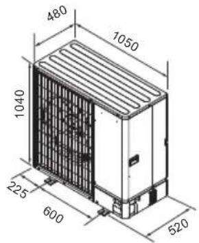 MITSUBISHI Ecodan PUZ-SWM100VAA - Ārējie izmēri (ārējā iekārta) (Fig. 2-3) - 1