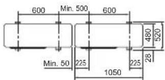 600 Min. 500 600 Min. 50 225 1050 480 520 225 28
