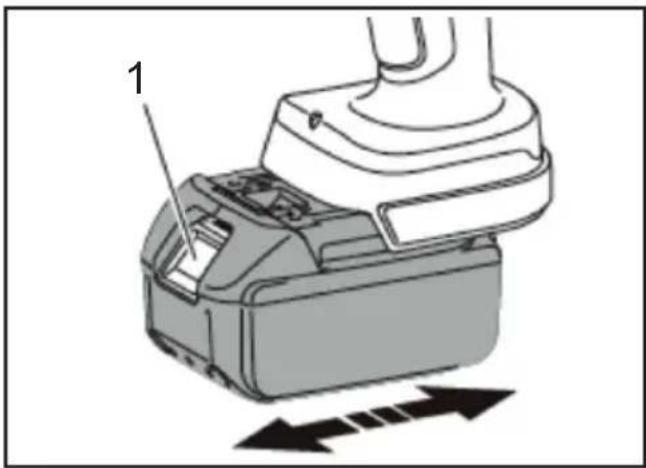MAKITA DTC303 - Fixation de la batterie - 1