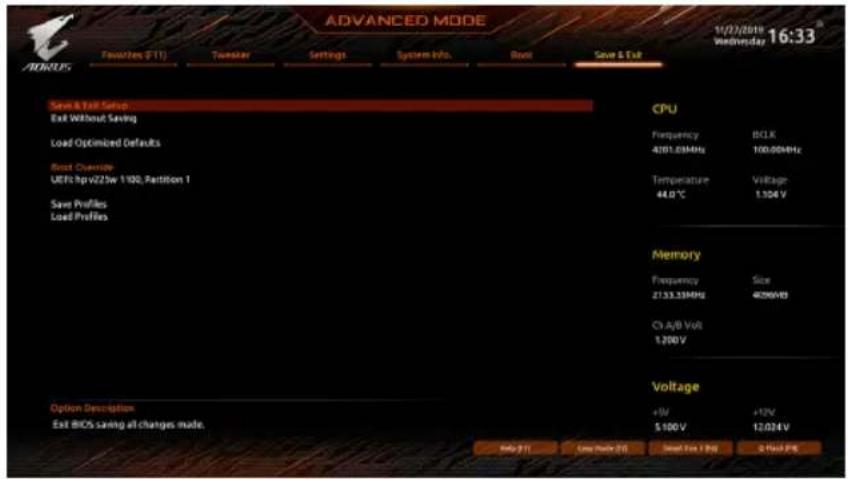 GIGABYTE Z490 Aorus Elite AC - 2-8 Save &amp; Exit (儲存設定值並結束設定程式) - 1