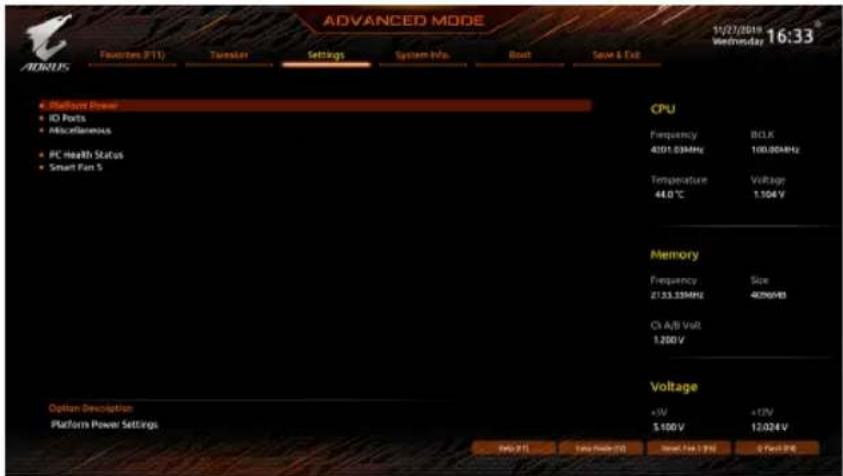 GIGABYTE Z490 Aorus Elite AC - 2-5 Settings (設定) - 1