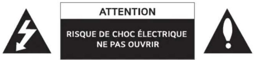 ATTENTION RISQUE DE CHOC ÉLECTRIQUE NE PAS OUVRIR