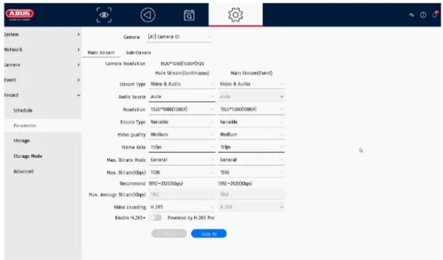 ABUS TVVR33803 - Impostazioni del flusso - 1