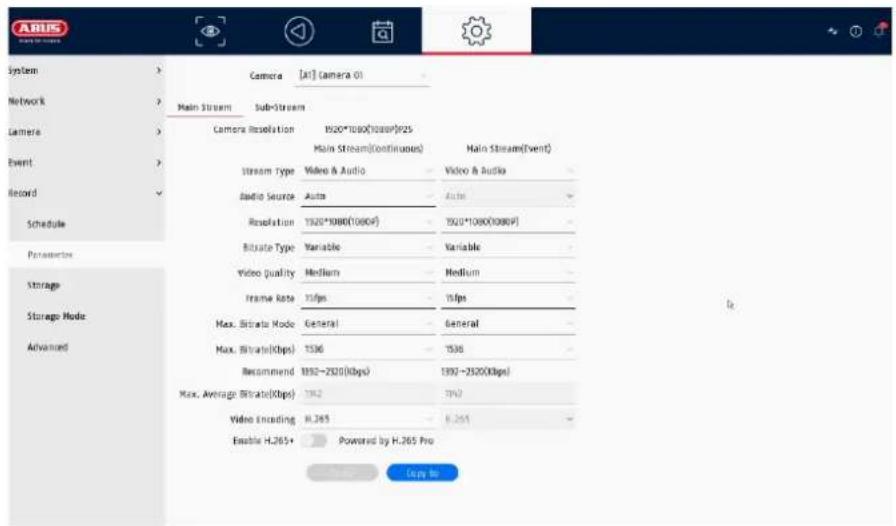 ABUS TVVR33803 - Stream settings - 1