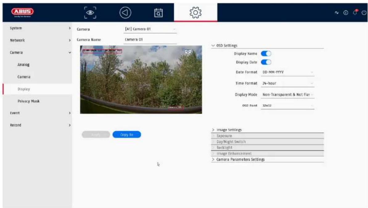 ABUS TVVR33803 - Display / Impostazioni della fotocamera - 1