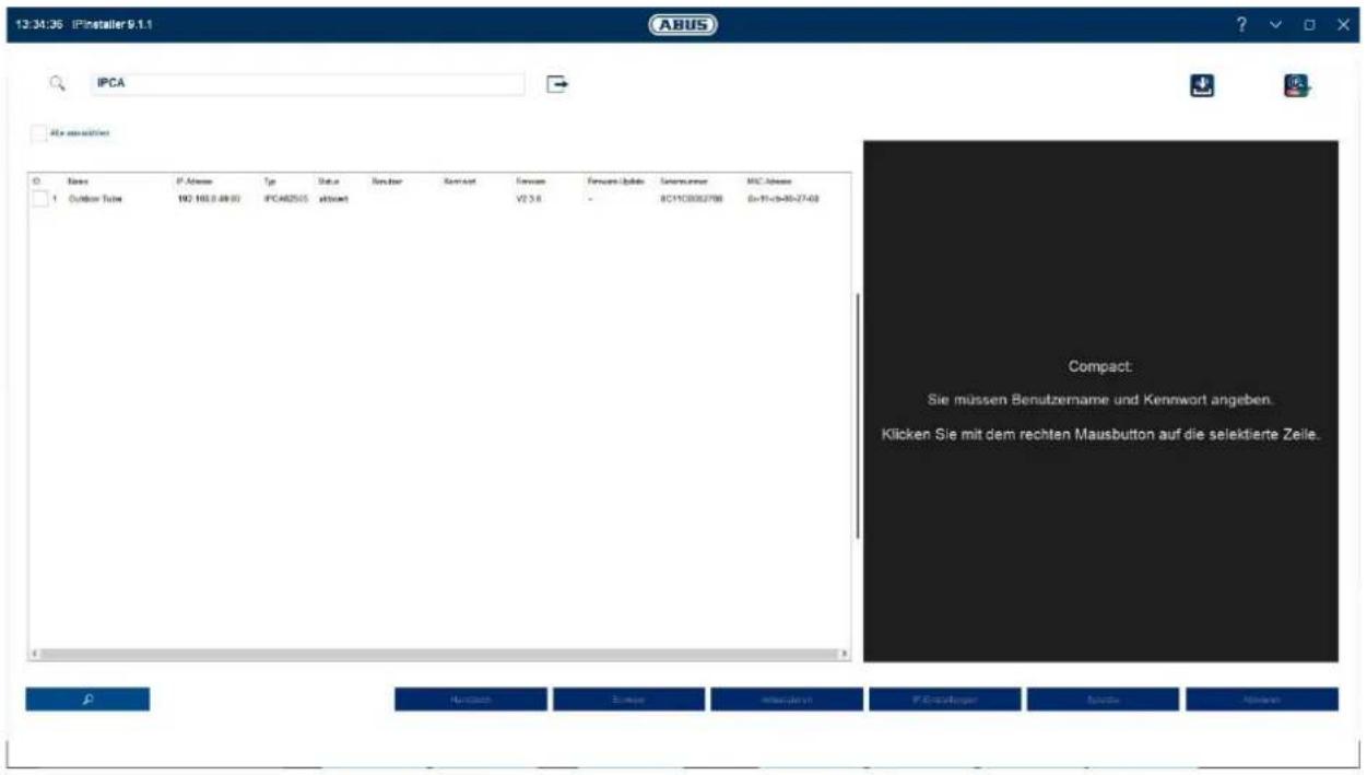 ABUS IPCA64512A - Verwendung des ABUS IP Installers zur Kamerasuche - 1