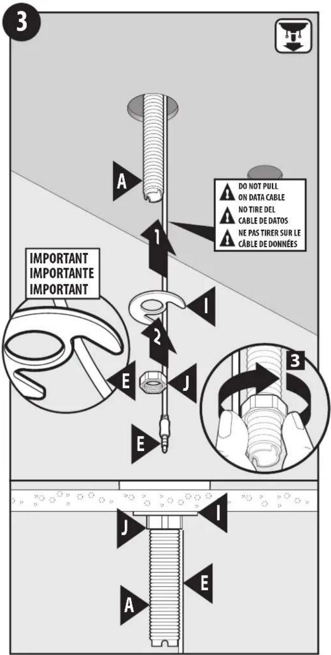 3 A 1 DO NOT PULL ON DATA CABLE NO TIRE DEL CABLE DE DATOS NE PAS TIRER SUR LE CÂBLE DE DONNÉES IMPORTANT IMPORTANTE IMPORTANT E J E 3 J I A E