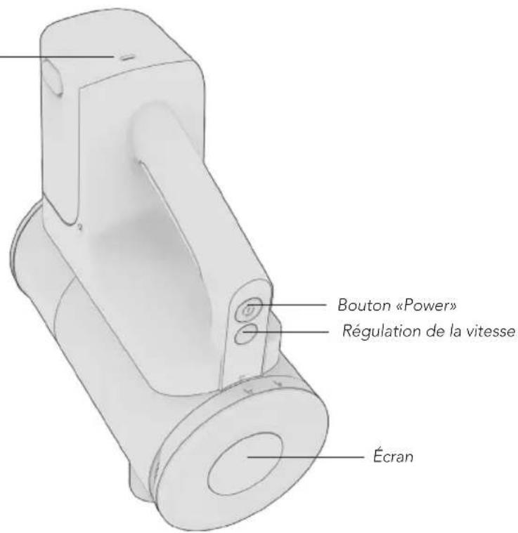 Bouton «Power» Régulation de la vitesse Écran