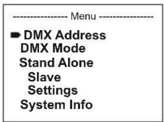 Cameo ZENIT W600 D - SET DMX START ADDRESS (DMX ADDRESS) - 1