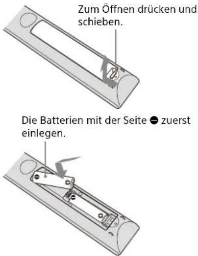 SONY VPL-XW5100 - Einlegen der Batterien in die Fernbedienung - 1
