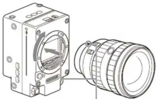 SONY CBK-3621XS - 将镜头安装标记（白色）与本机对齐，小心地插入镜头，然后顺时针转动镜头。 - 1