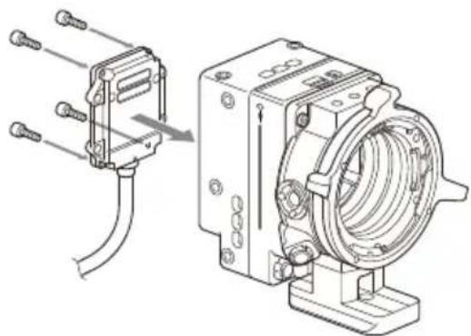 SONY CBK-3621XS - Установите приемопередатчик отделяемого кабеля на головку камеры. - 1