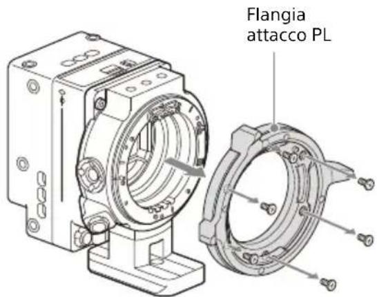 SONY CBK-3621XS - Svitare le sei viti Torx e rimuovere la flangia dell'attacco PL. - 1