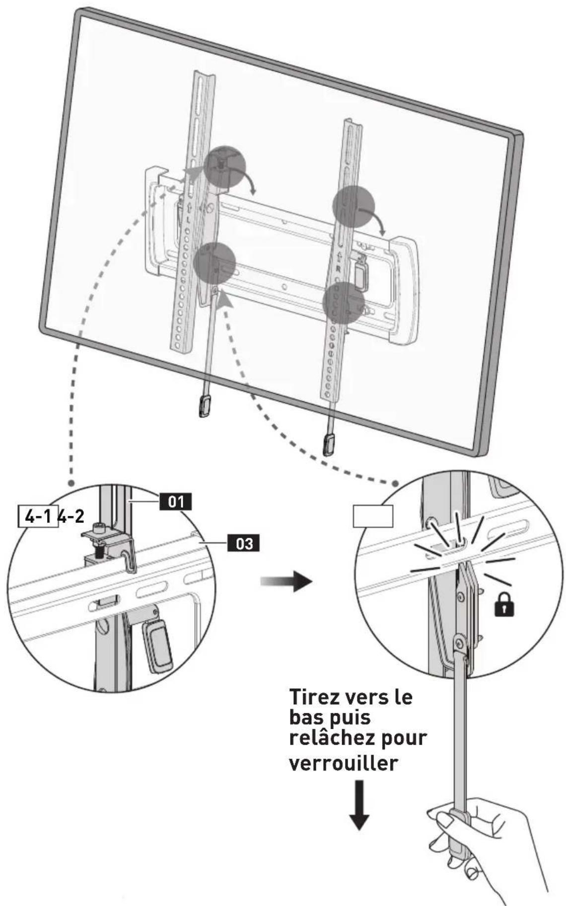 ErgoAV ERMTM6-01B - ÉTAPE 4 Accrochez le téléviseur sur la plaque murale - 3