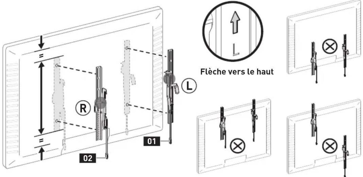 ErgoAV ERMTM6-01B - 1-2 Positionnez les supports du téléviseur - 1