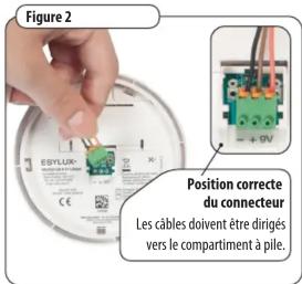 Figure 2 EBYLUX Position correcte du connecteur Les câbles doivent être dirigés vers le compartiment à pile.