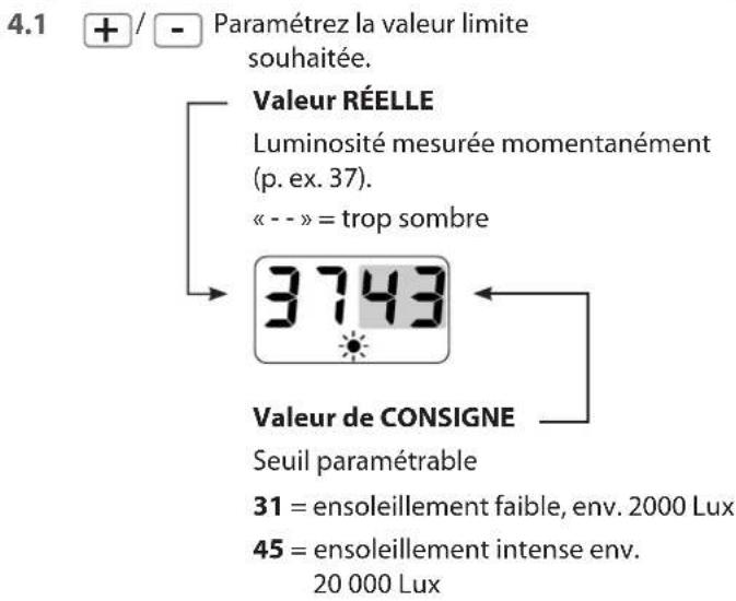RADEMACHER RolloTron Schwenkwickler Comfort 1540 - Paramétrage de la valeur limite pare-soleil : - 1