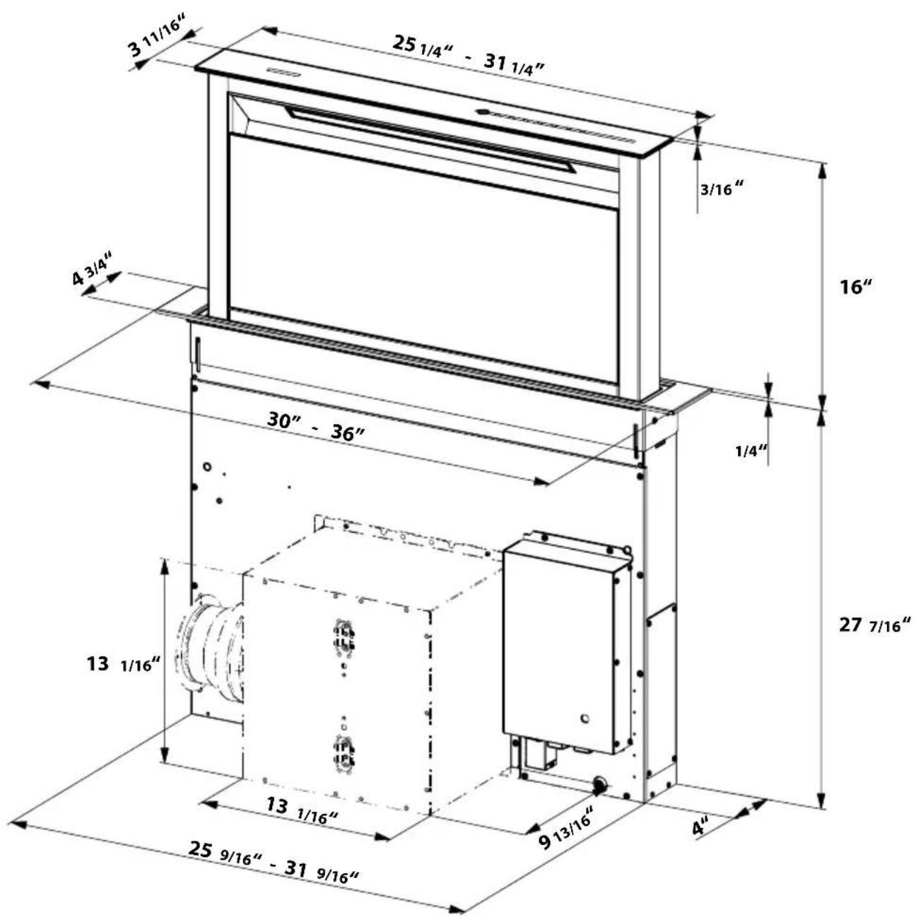 FABER SCLX3015BKNBB - DIMENSIONS DE LA HOTTE - 1