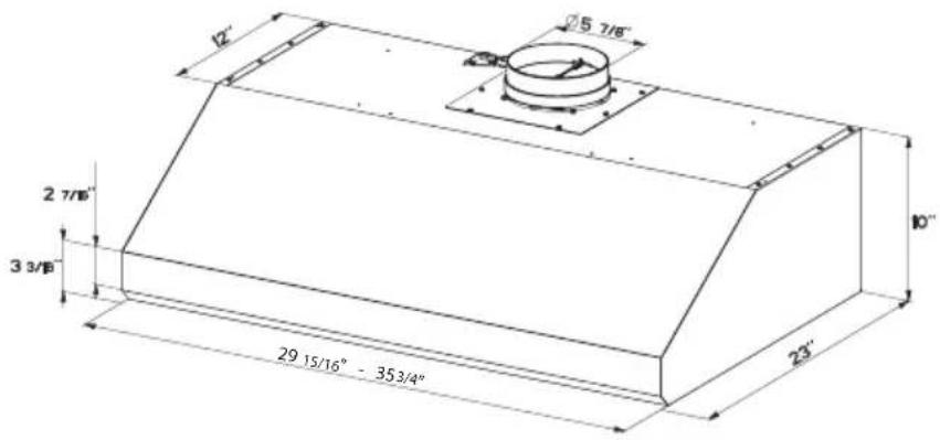 FABER OSTR30SS400 - DIMENSIONS DE LA HOTTE - 1