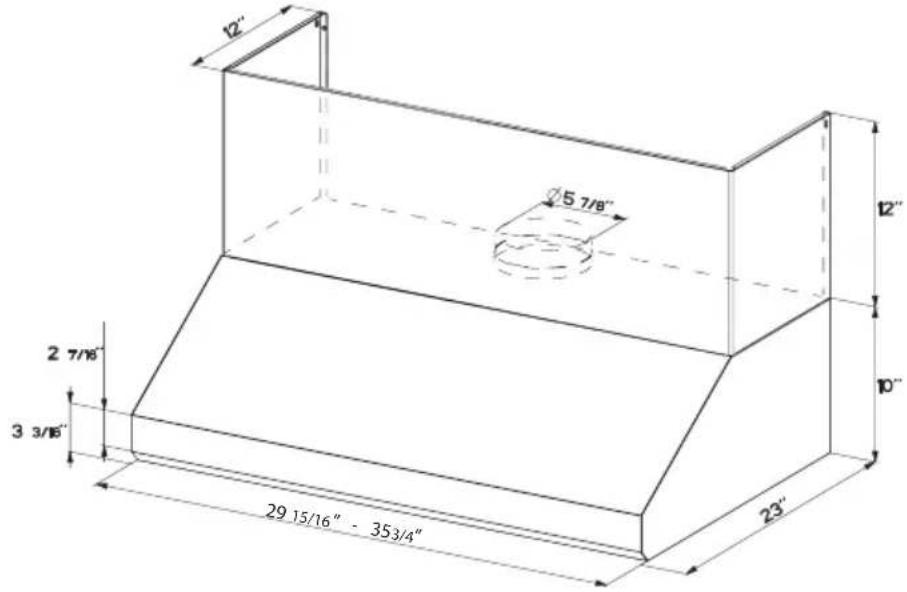 FABER OSTR30SS400 - DIMENSIONS DE LA HOTTE AVEC CHEMINÉE COMPLÉTE EN OPTION - 1