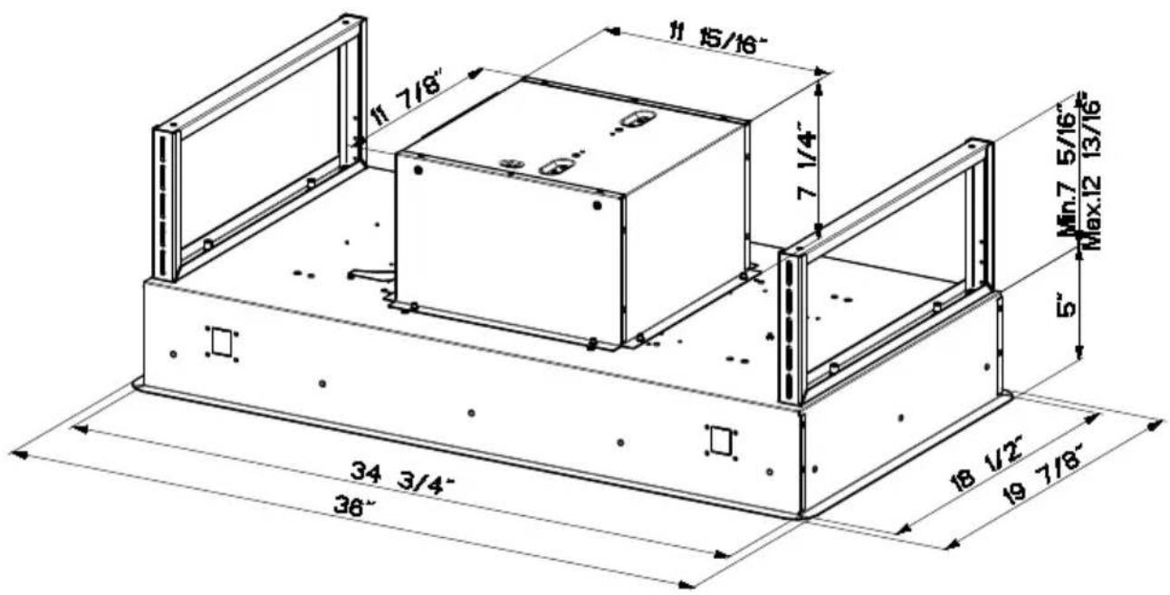FABER HILTIS36WHNB - RANGE HOOD DIMENSIONS - 1