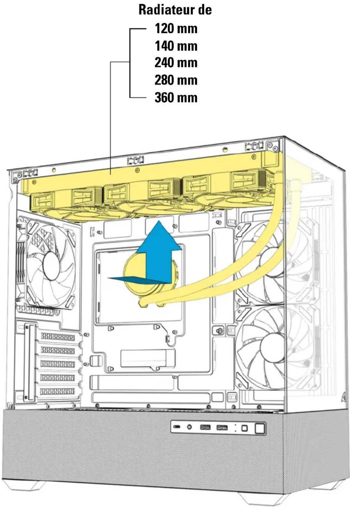 Sharkoon MK7 ARGB - Installer le radiateur sous le panneau supérieur - 1