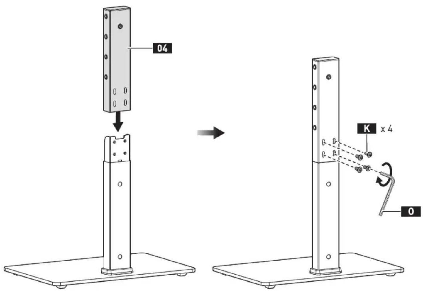 ErgoAV ERTSM2-02B - ÉTAPE 2 Connecter le Pilier de soutien à la Base - 3