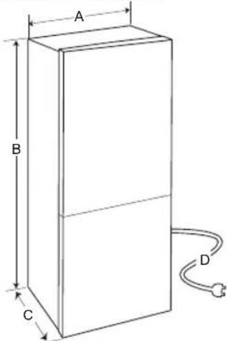 LG GBV7270BEV - Dimenzije in razdalje - 1