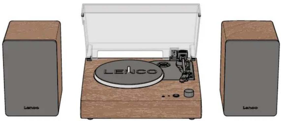 LENCO LS-200 - Turntable with Bluetooth® reception, transmission, and wooden speakers - 1