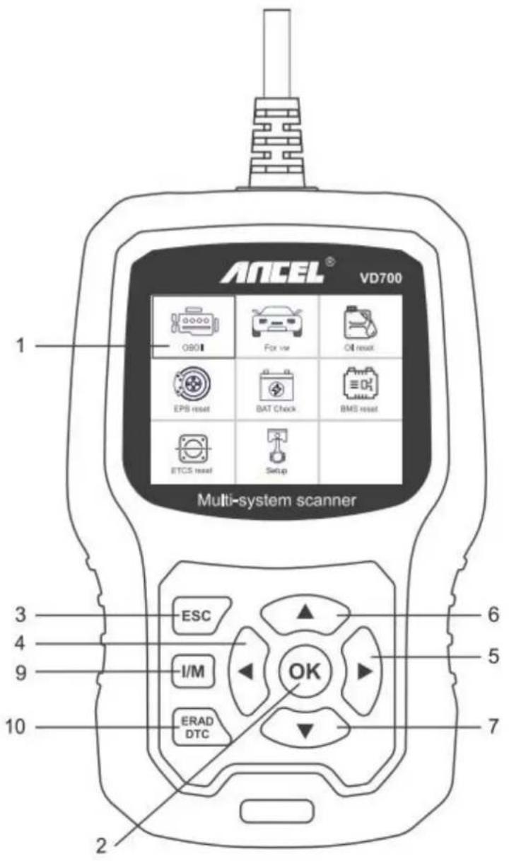 ANCEL VD700 - Apparence et description des boutons - 1