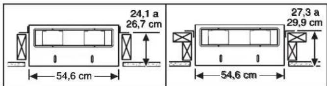 24,1 a 26,7 cm 54,6 cm 27,3 a 29,9 cm 54,6 cm