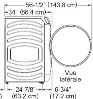 GE GFW350SPY - DIMENSIONS DE LA LAVEUSE - 2