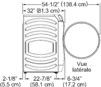 GE GFW350SPY - DIMENSIONS DE LA LAVEUSE - 3