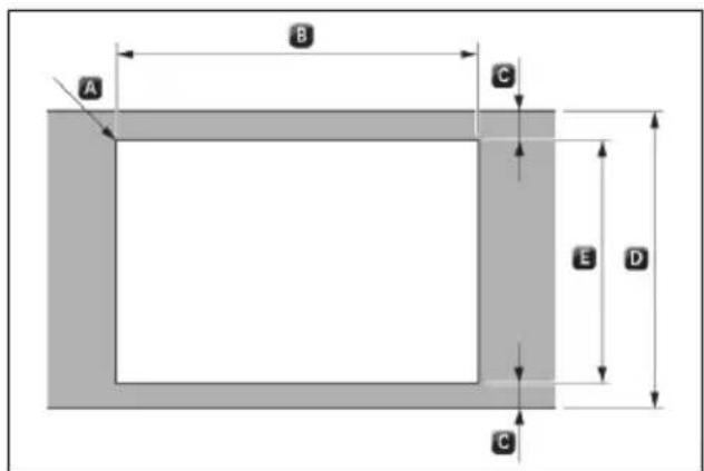 KITCHENAID KCID936SBL - Cut-out dimensions for surface mounting (36") - 1