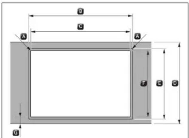 KITCHENAID KCID936SBL - Cut-out dimensions for flush installation (36") - 1