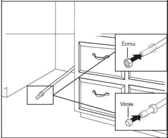 KITCHENAID KDTS624SBE - Enfiler l'écrou et la virole sur le tube (tube de cuivre uniquement) - 1