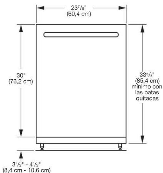 KITCHENAID KDPS424SPS - DIMENSIONES DEL PRODUCTO Y DE LA ABERTURA DEL GABINETE: - 1