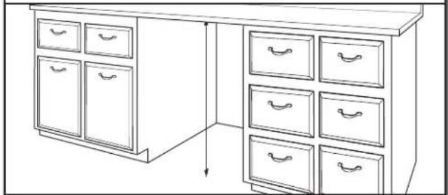 KITCHENAID KDPS424SPS - Mesure de l'ouverture de l'armoire - 1
